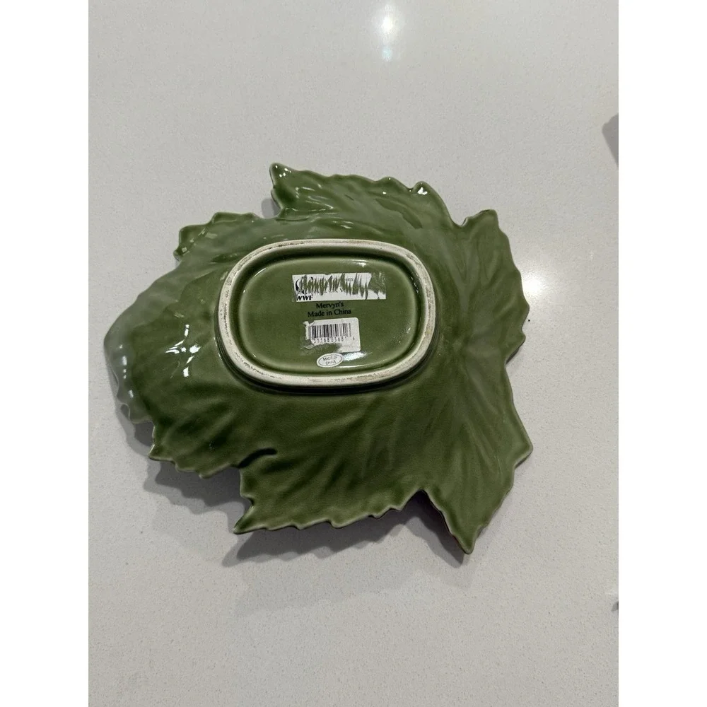 Vintage Mervyn's Ceramic Green Brown Leaf Bowl‎ Dish